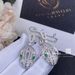 Bulgari Serpenti Earrings In 18 Kt White Gold, Set With Emerald Eyes And Full Pavé Diamonds Ref. 352756 (2)