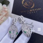 Bulgari Serpenti Earrings In 18 Kt White Gold, Set With Emerald Eyes And Full Pavé Diamonds Ref. 352756 (3)