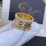 Bulgari B.zero1 Rock Four Band Ring In 18 Kt Yellow Gold With Studded Spiral And Pavé Diamonds On The Edges Ref. 357894 (5)