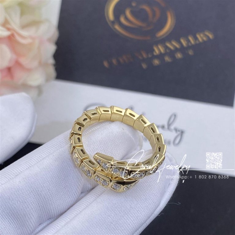 Bulgari Serpenti Viper 18 Kt Yellow Gold Ring Set With Pavé Diamonds Ref. 354711 (4)