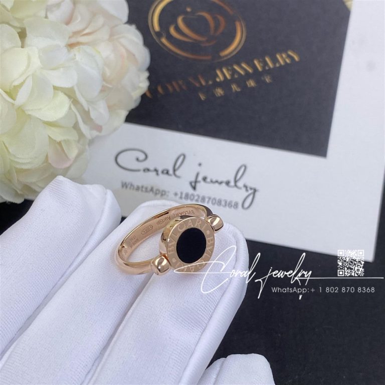 Bulgari Bvlgari Rose Gold Flip Ring Set With Mother Of Pearl And Onyx Ref. 347763 (1)