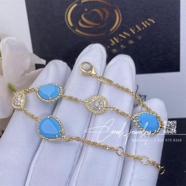 Boucheron Serpent Boheme Yellow Gold Turquoise Diamond Bracelet Jbt00782 (1)