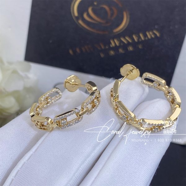 Messika Move Link Sm Hoop Earrings Yellow Gold Diamond Earrings 12716 Yg (2)