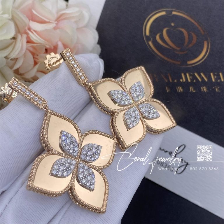 Roberto Coin 18k Gold Venetian Princess Diamond Large Flower Drop Earrings (1)