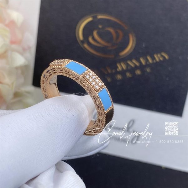 Roberto Coin 18k Rose Gold Mosaic Alternating Diamond & Turquoise Ring (4)