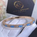 Roberto Coin 18k Rose Gold Mosaic Alternating Turqouise & Diamond Bangle (4)