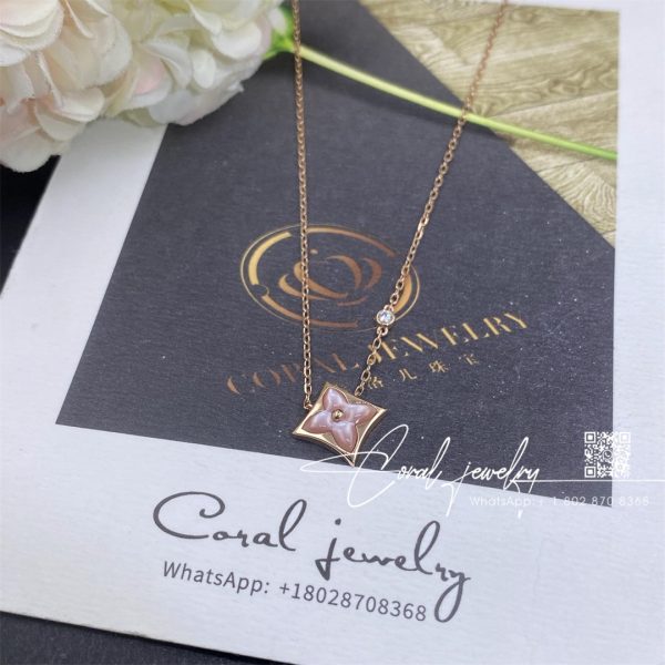 Louis Vuitton Color Blossom Bb Star Pendant, Pink Gold, Pink Mother Of Pearl And Diamond Q93612 (6)