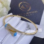 Marli Cleo Diamond Midi Slip On Bracelet In Yellow Gold Sea Turquoise (3)