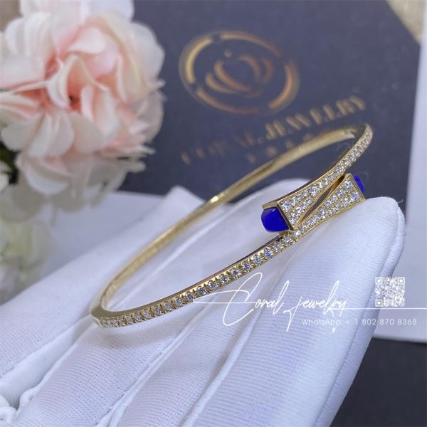 Marli Cleo Diamond Slim Slip On Bracelet In Yellow Gold Lapis Lazuli (5)