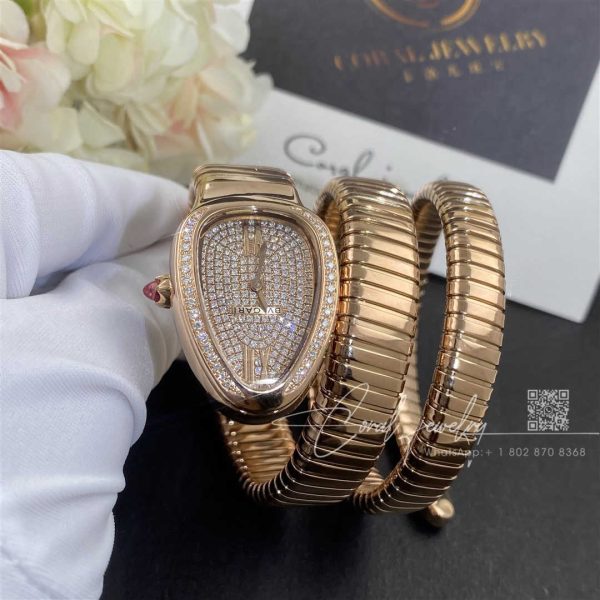 Bvlgari Serpenti Tubogas 18k Pink Gold Diamond Pave Dial Quartz Ladies Watch Spp35d2gdg.2t 8w0qcp (2)