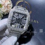 Cartier Santos Skeleton 41mm Moissanite Diamond Watch 20ct (3)