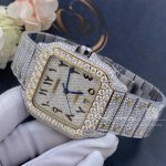 Cartier Santos Two Tone Yellow Gold 41mm Moissanite Diamond Watch 20ct Arabic Numerals (3)