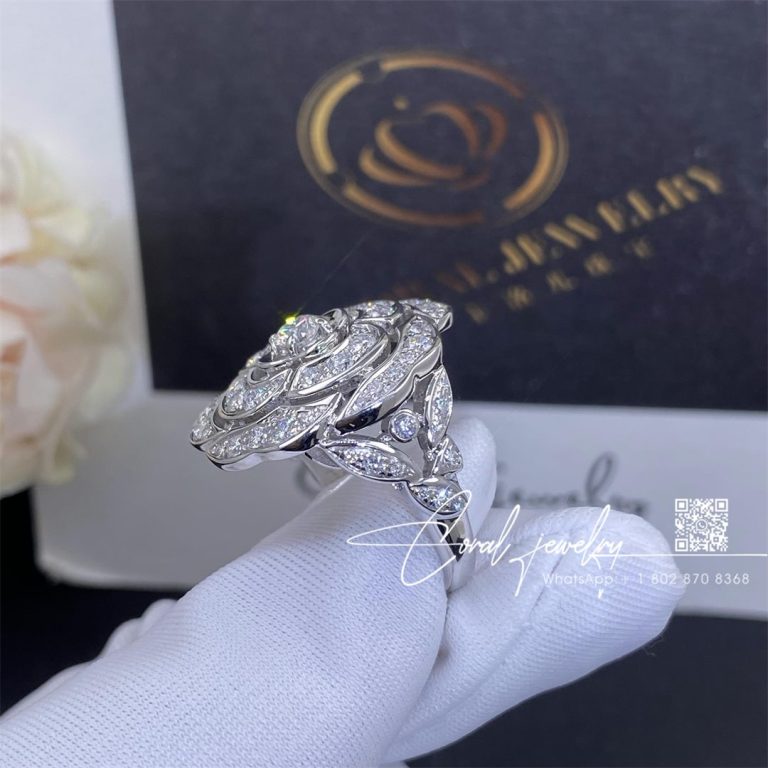 Chanel Bouton De Camélia Ring 18k White Gold, Diamonds J11182 (3)