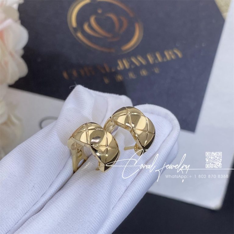 Chanel Coco Crush Earrings Quilted Motif, 18k Gold J11134 (5)