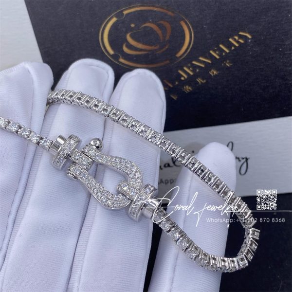 Fred Force 10 Bracelet 18k White Gold And Baguette Cut Diamonds Large Model Ref 0j0003 6j0172 (7)