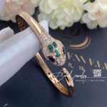 Bulgari Serpenti 18 Kt Rose Gold Bracelet Set With Blue Sapphire Eyes, Malachite Elements And Pavé Diamonds Ref. 356204 (3)