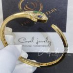 Bulgari Serpenti 18 Kt Yellow Gold Bracelet Set With Blue Sapphire Eyes, Malachite Elements And Pavé Diamonds (4)