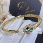 Bulgari Serpenti 18 Kt Yellow Gold Bracelet Set With Blue Sapphire Eyes, Malachite Elements And Pavé Diamonds (5)