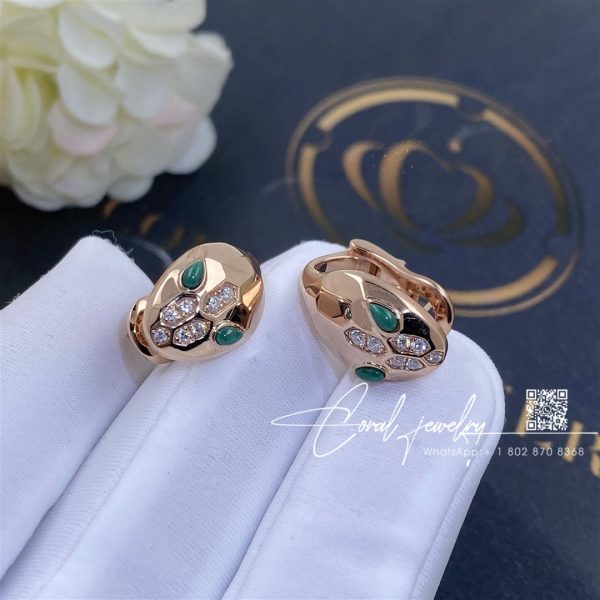 Bulgari Serpenti Rose Gold & Malachite Earrings Ref . 352701 (8)