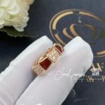 Bulgari Serpenti Viper Band Ring In 18 Kt Rose Gold With Carnelian And Pavé Diamonds Width 6 Mm Ref. 353354 (4)