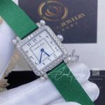 Charles Oudin Pansy Retro With Pearls Watch Medium 24mm Arabic Style Green Straps (1)