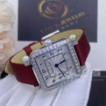 Charles Oudin Pansy Retro With Pearls Watch Medium 24mm Arabic Style Maroon Straps (7)