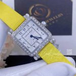 Charles Oudin Pansy Retro With Pearls Watch Medium 24mm Arabic Style Yellow Straps (3)