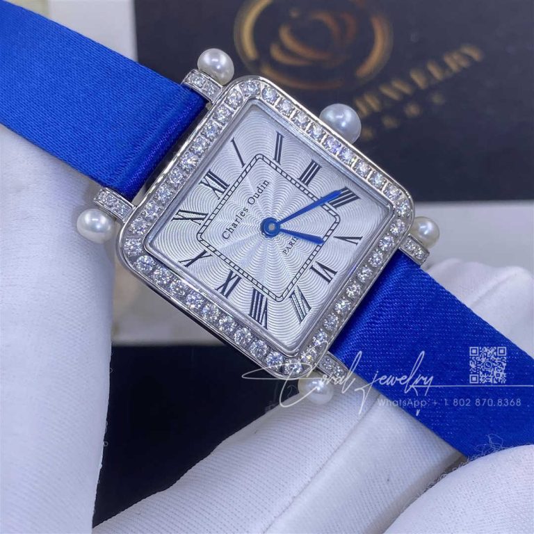 Charles Oudin Pansy Retro With Pearls Watch Medium 24mm Royal Blue Straps (1)