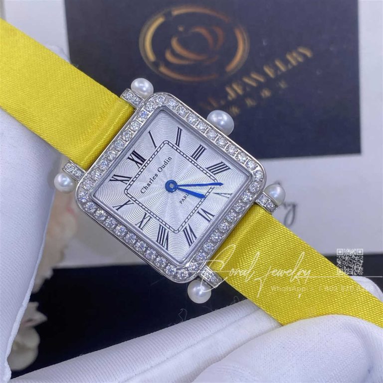 Charles Oudin Pansy Retro With Pearls Watch Medium 24mm Yellow Straps (1)