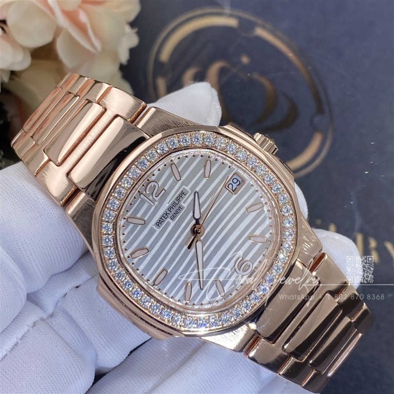 Patek Philippe Nautilus 18kt Rose Gold Diamond Ladies Watch 7010 1r 011 (2)