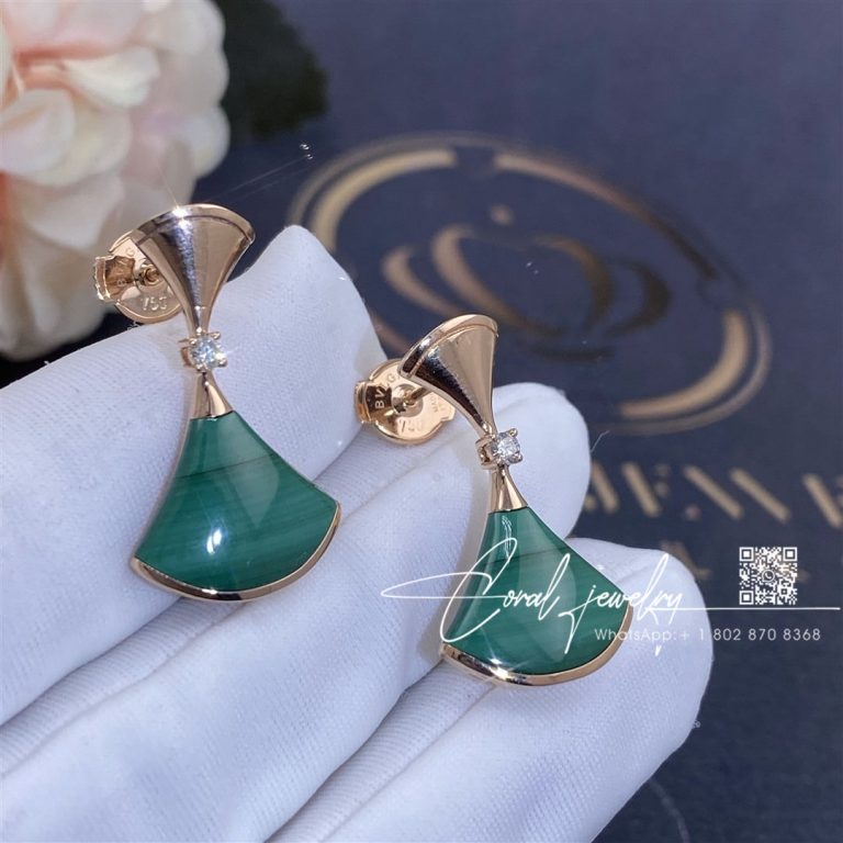 Bulgari Divas’ Dream Earrings Rose Gold Diamonds With Malachite Ref. 356454 (1)