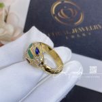 Bulgari Serpenti 18 Kt Yellow Gold Ring Set With Blue Sapphire Eyes, Malachite Elements And Pavé Diamonds Ref. 356207 (3)