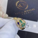 Bulgari Serpenti 18 Kt Yellow Gold Ring Set With Blue Sapphire Eyes, Malachite Elements And Pavé Diamonds Ref. 356207 (6)