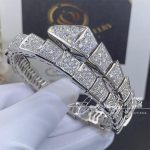 Bulgari Serpenti Viper One Coil Bracelet In 18 Kt White Gold, Set With Full Pavé Diamonds Ref. 345215 (6)