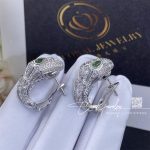 Bulgari Serpenti White Gold Earrings Set With Pavé Diamonds And Two Emerald Eyes Ref . 354702 (4)