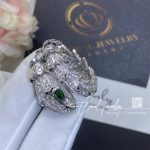 Bulgari Serpenti 18 Kt White Gold Ring Set With Pavé Diamonds And Two Emerald Eyes Ref. 354697 (5)