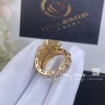 Bulgari Serpenti Viper One Coil Ring In 18 Kt Rose Gold, Set With Peridot Elements And Pavé Diamonds An856157 (6)