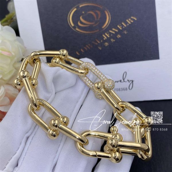 Tiffany Hardwear Large Link Bracelet In Yellow Gold With Diamonds (7)