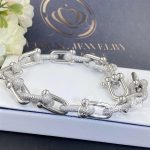 Tiffany Hardwear Link Bracelet In White Gold With Half Pavé Diamonds (9)