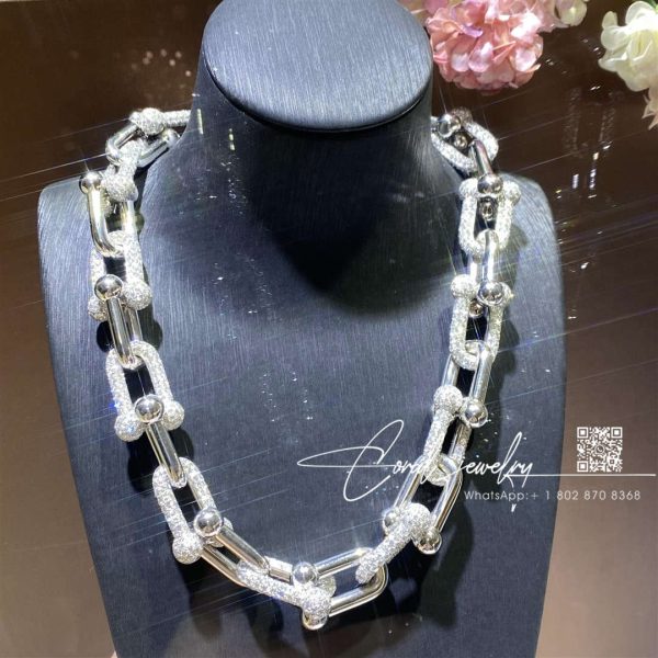 Tiffany Hardwear Link Necklace In White Gold With Pavé Diamonds (1)