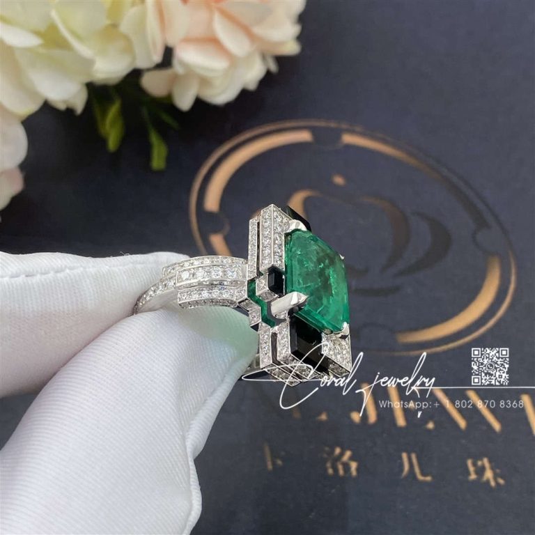 Chaumet Labyrinthe Ring White Gold, Emerald With Onyx And Diamonds (3)