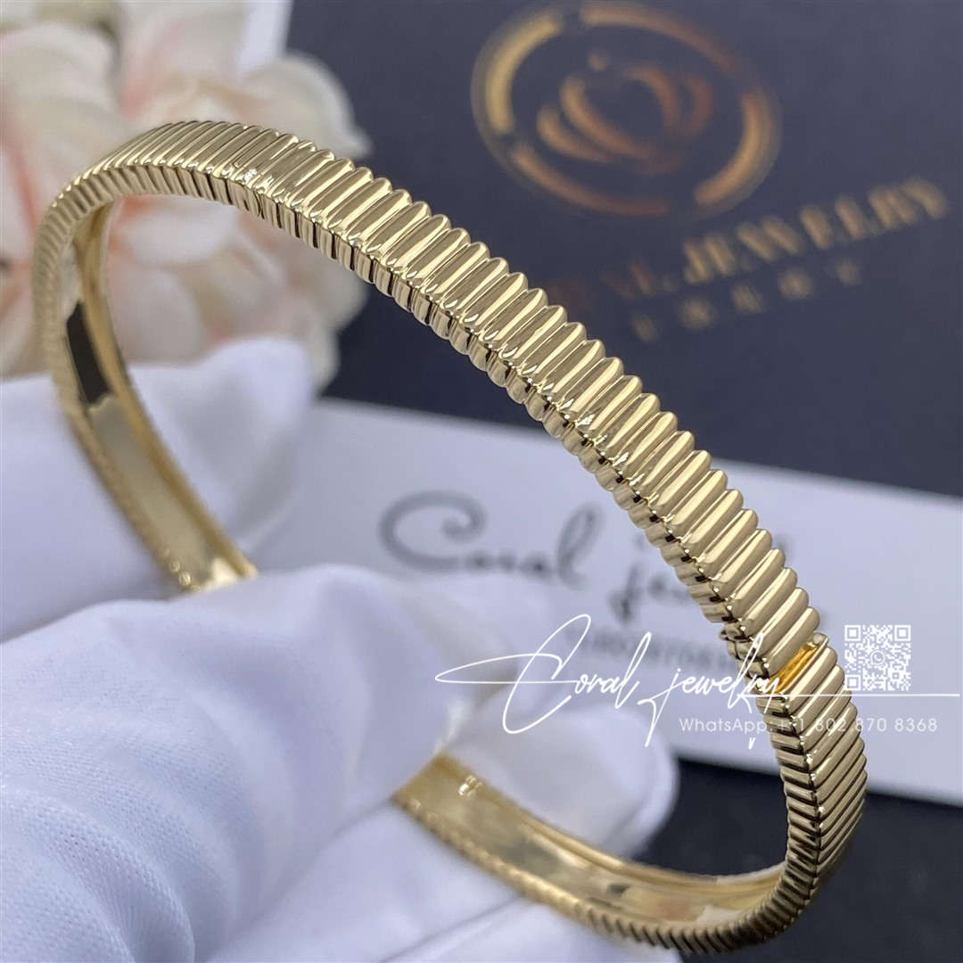 Boucheron quatre grosgrain yellow gold bangle jbt00607m (3)