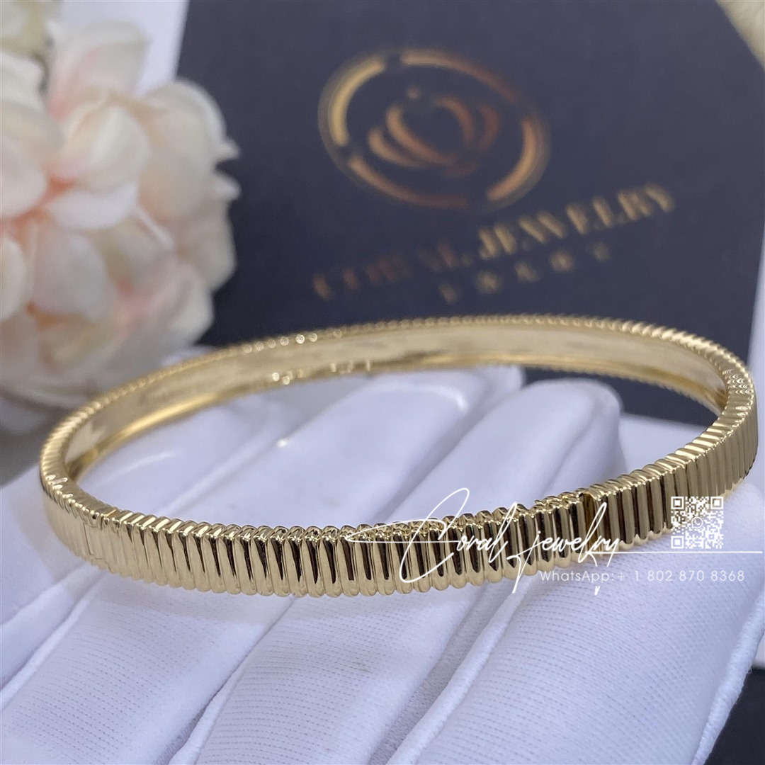 Boucheron quatre grosgrain yellow gold bangle jbt00607m (5)