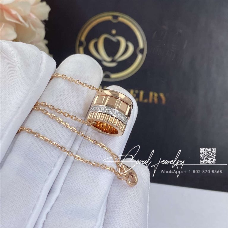 Boucheron quatre radiant edition mini pendant rose gold and diamonds jpn00545 (1)
