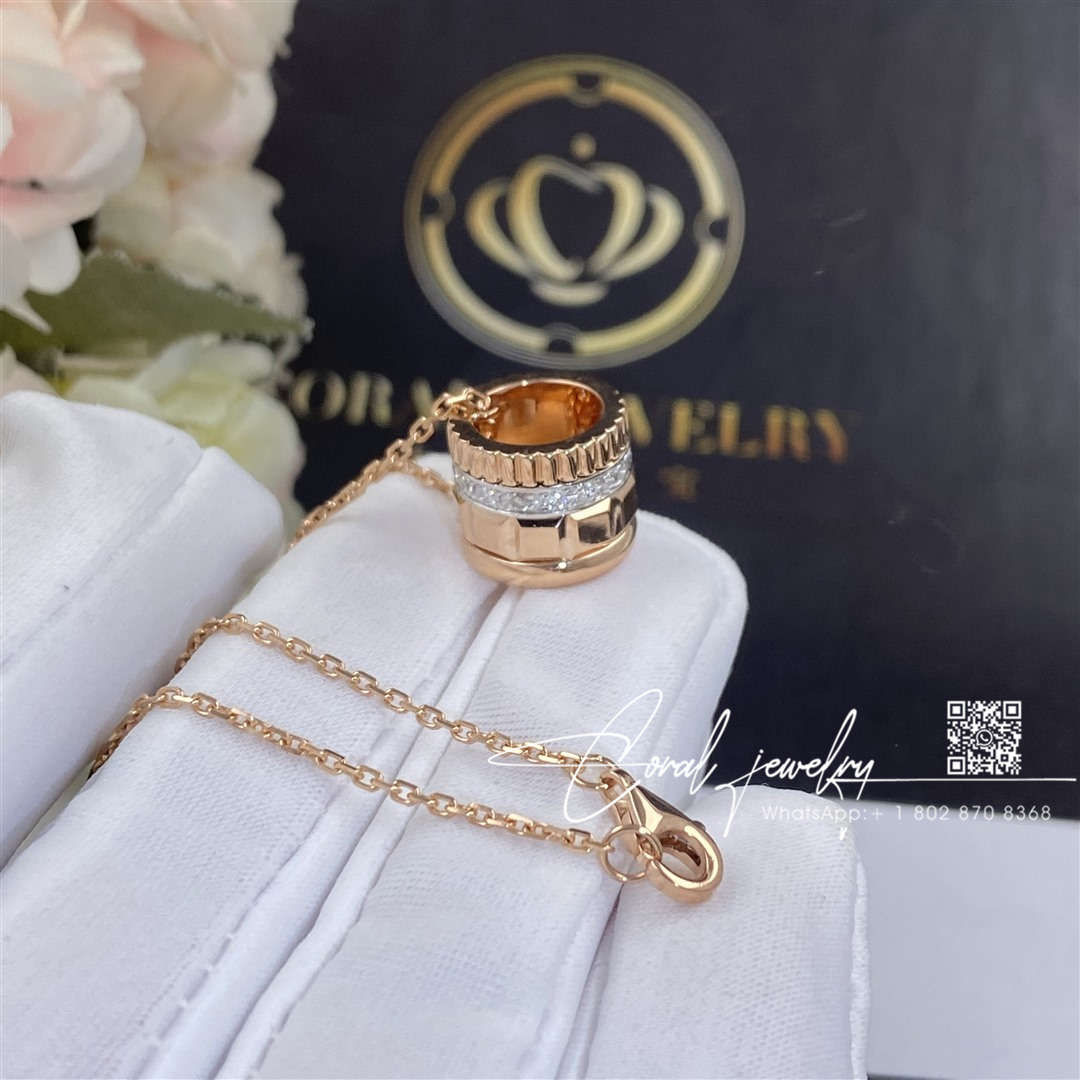 Boucheron quatre radiant edition mini pendant rose gold and diamonds jpn00545 (4)