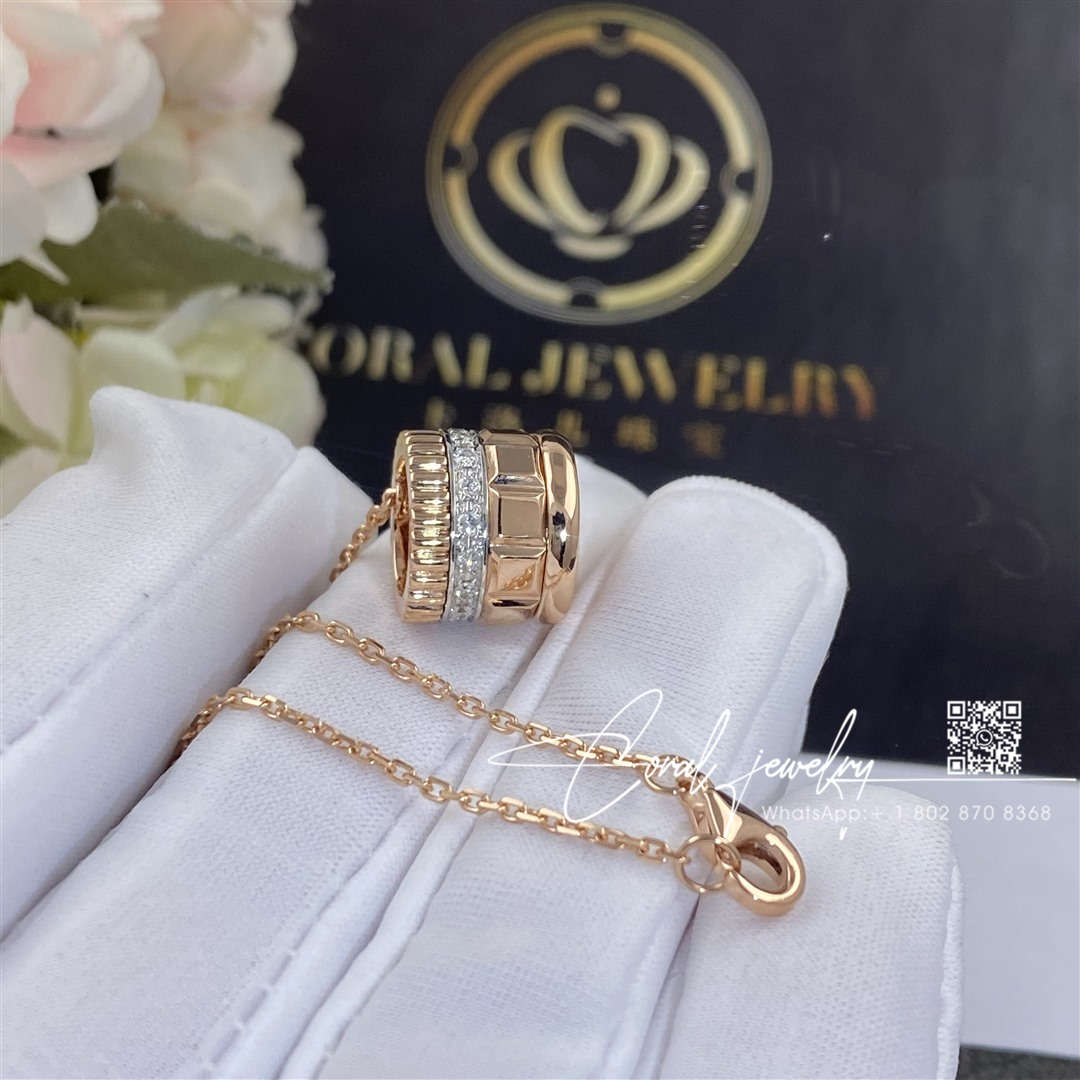 Boucheron quatre radiant edition mini pendant rose gold and diamonds jpn00545 (5)