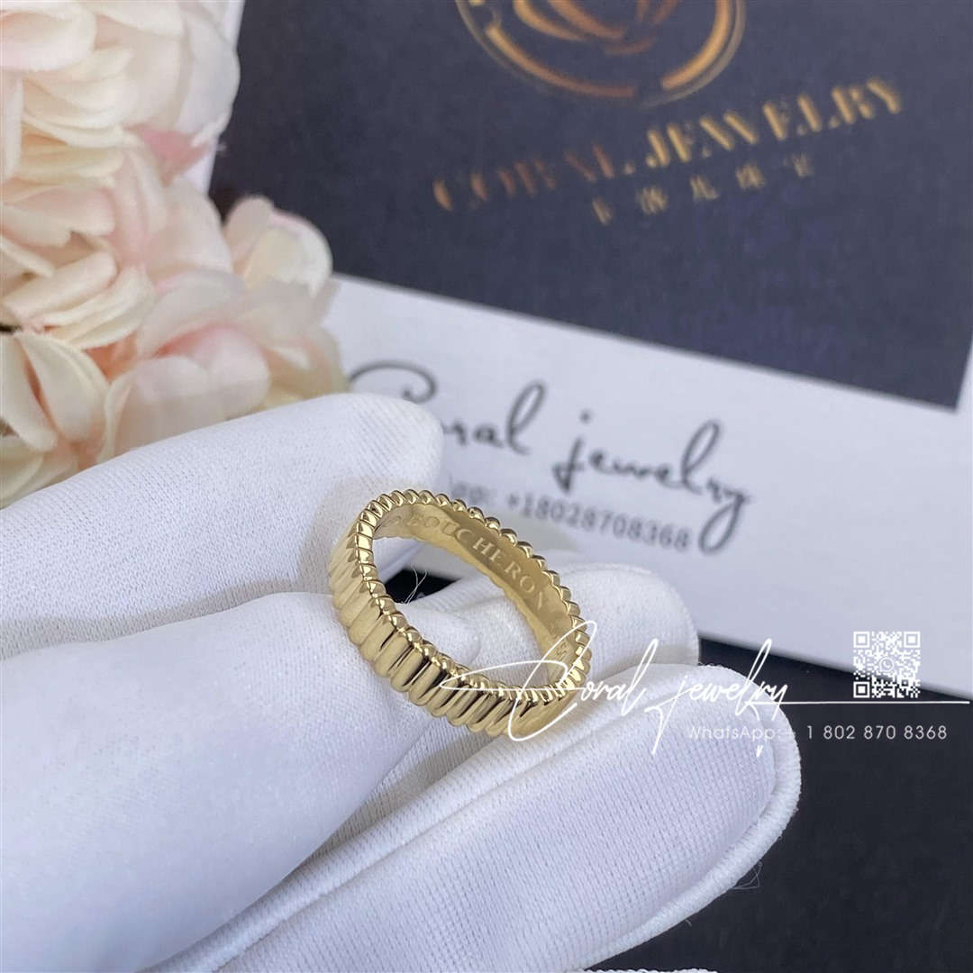 Boucheron quatre grosgrain ring yellow gold jrg02720 (6)