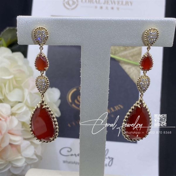 Boucheron serpent bohème couleur yellow gold carnelian diamond earrings jco01367 (10)