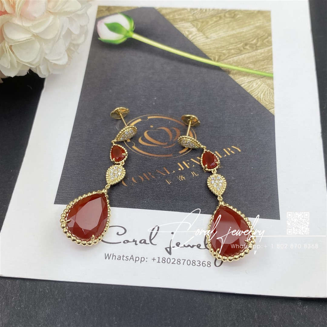 Boucheron serpent bohème couleur yellow gold carnelian diamond earrings jco01367 (15)