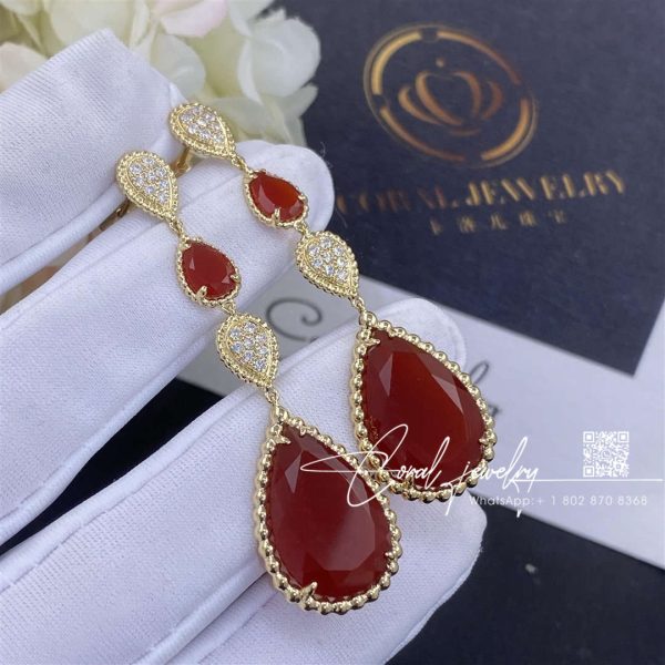 Boucheron serpent bohème couleur yellow gold carnelian diamond earrings jco01367 (5)